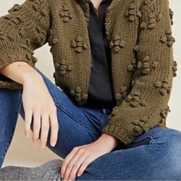 NWT Anthro Chunky Knit Cotton Cardigan XS